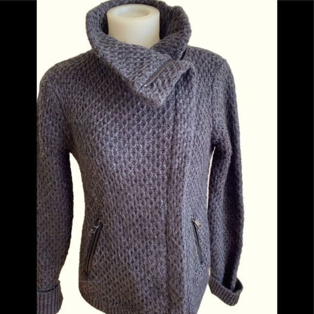 Loft Gray Moto Jacket - M gray wool blend , zipper